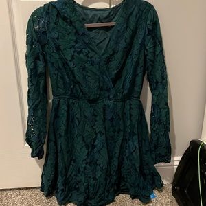 Cupshe Navy/Green Lace dress